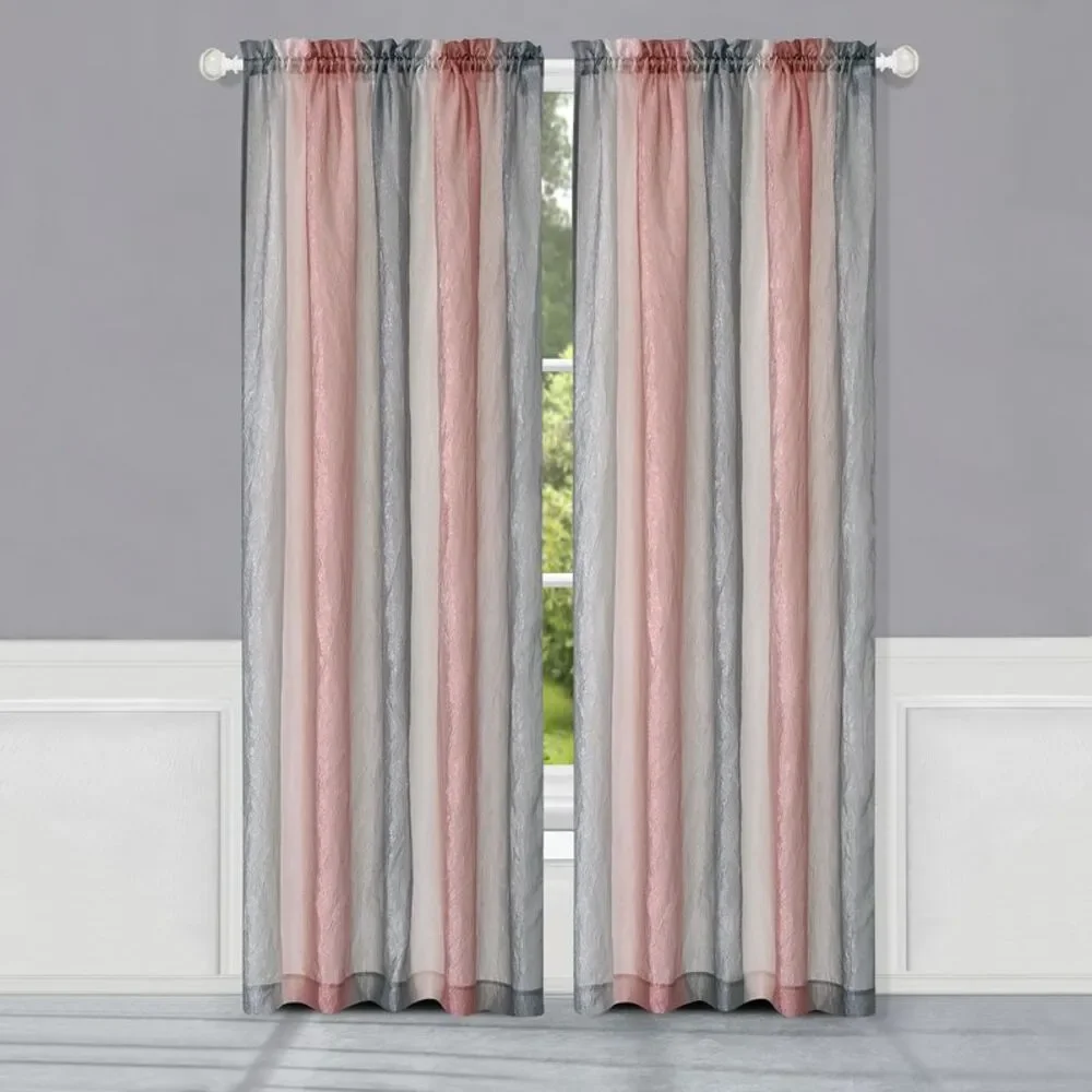 Achim Home Furnishing: Ombre Blush Striped Modern Window Curtain Panel: 50